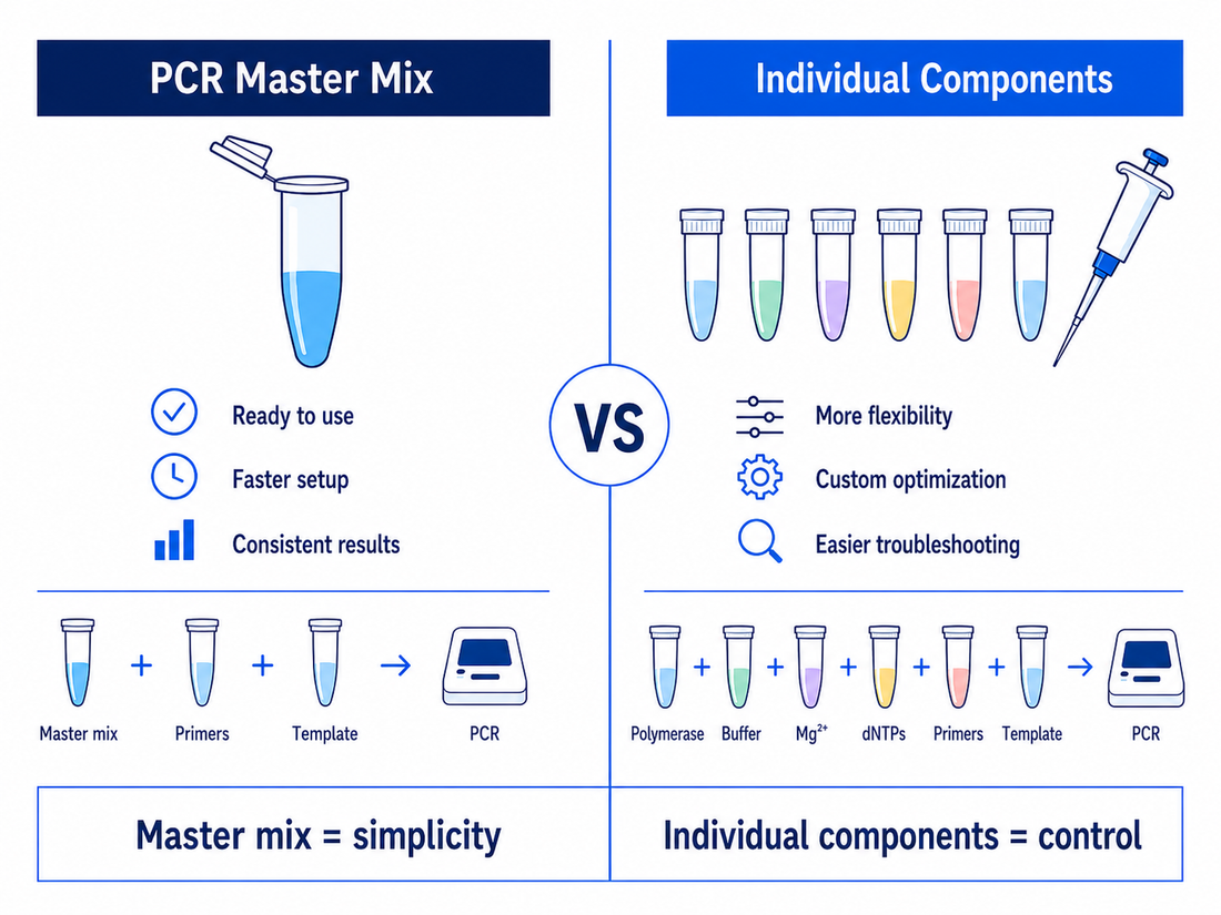 Comparison of PCR master mix and individual PCR components for molecular biology workflows